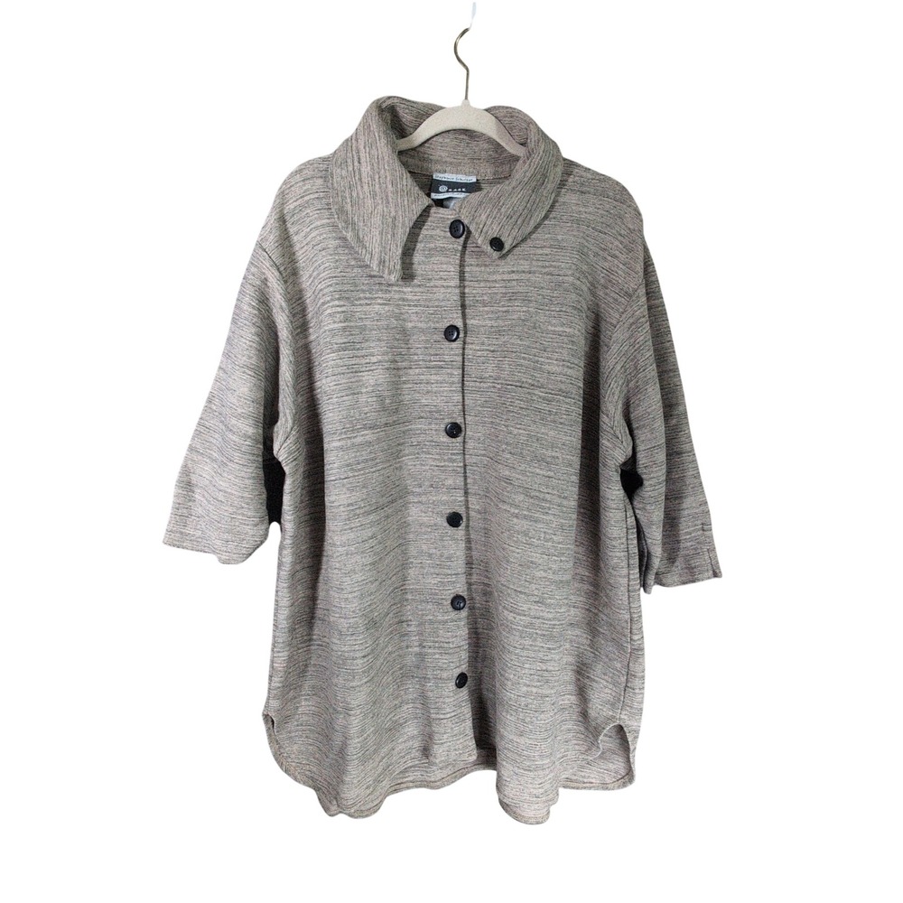 Stephanie Schuster Button Front‎ Cardigan Jacket 3 Gray Princess Knitwear Heavy